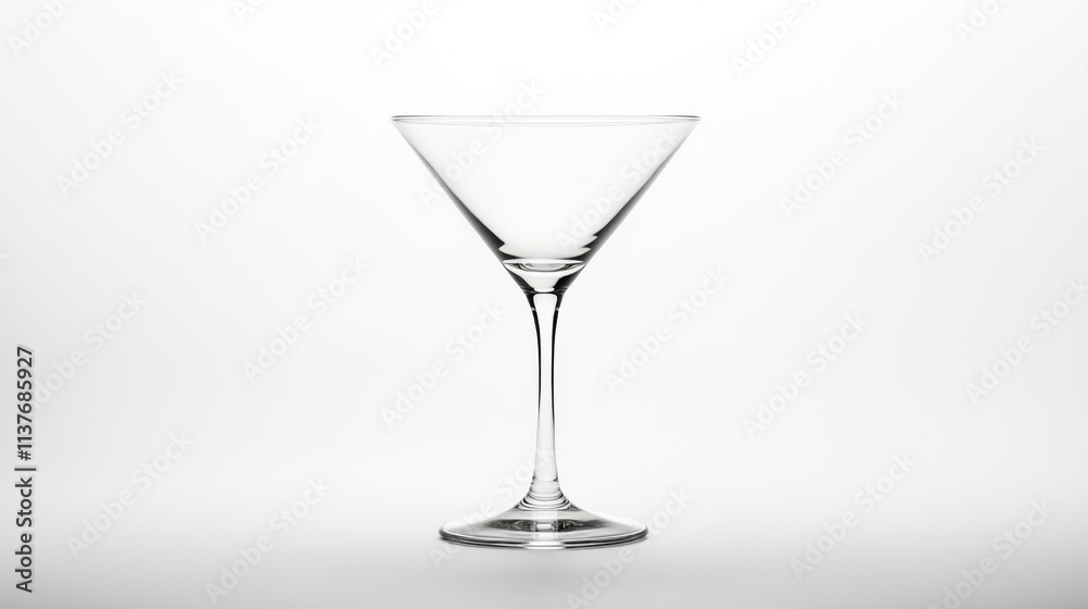 Martini glass with a clean and sharp silhouette, set against a pure white background for timeless appeal Martini glass with a clean and sharp silhouette, set against a pure white background for timeless appeal
