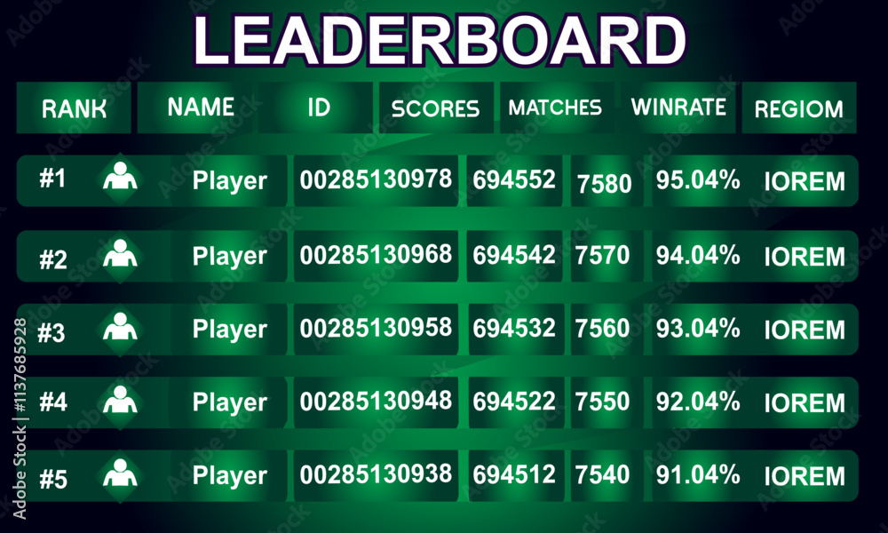 Obraz premium green color game leaderboard with abstract background vector template