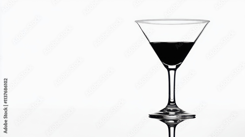 Martini glass with a clean and sharp silhouette, set against a pure white background for timeless appeal Martini glass with a clean and sharp silhouette, set against a pure white background for timeless appeal