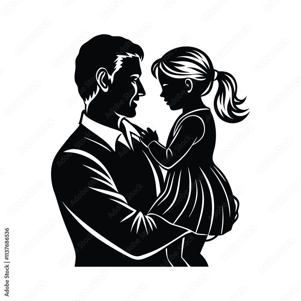 Father and Daughter Silhouette Vector - Loving Family Bond, Emotional Parent-Child Illustration Art Father and Daughter Silhouette Vector - Loving Family Bond, Emotional Parent-Child Illustration Art