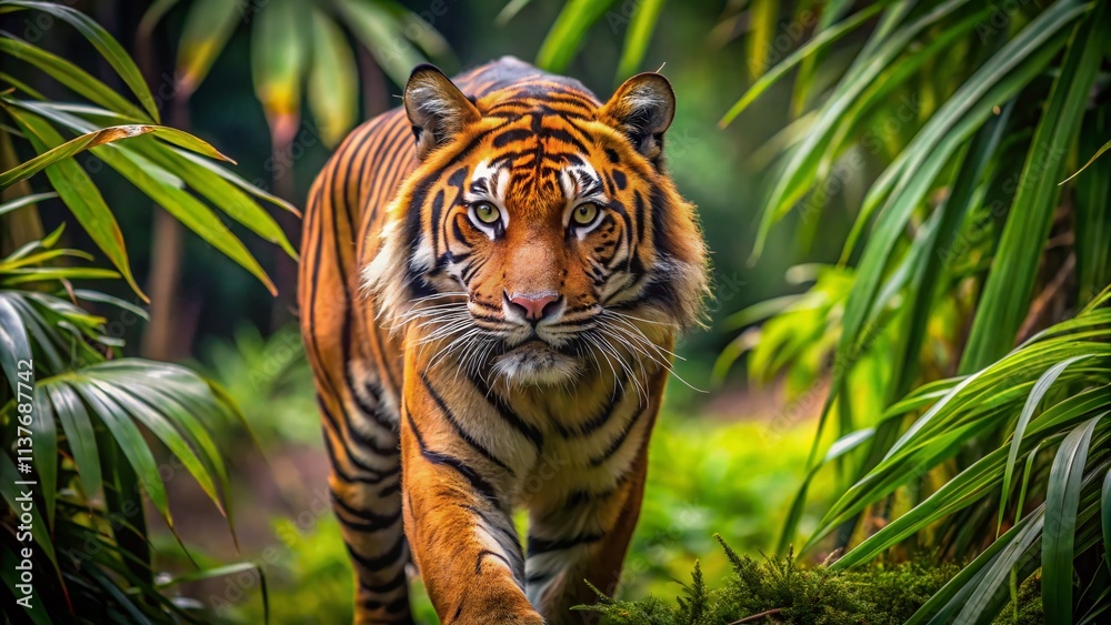 Sumatran Tiger Macro Photography: Prowling Predator Full Body, Wildlife Close Up, Jungle Cat, Big Cat, Indonesian Tiger Sumatran Tiger Macro Photography: Prowling Predator Full Body, Wildlife Close Up, Jungle Cat, Big Cat, Indonesian Tiger