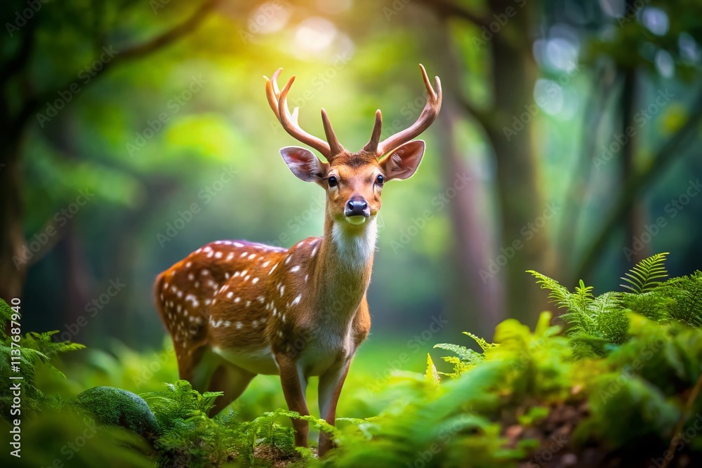 Majestic Axis Deer in Miniature: Tilt-Shift Photography of Wildlife