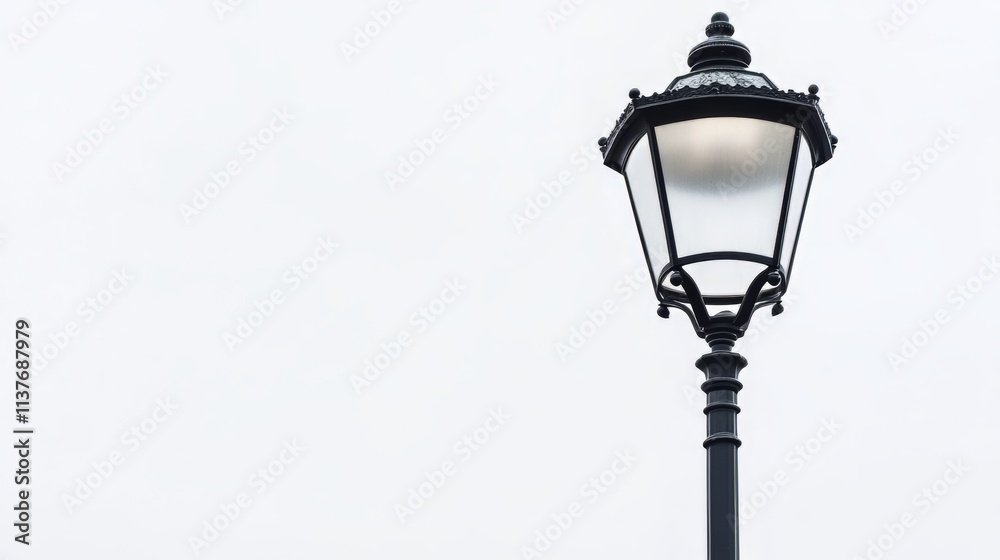 Elegant Black Street Lamp Against a Crisp Sky Elegant Black Street Lamp Against a Crisp Sky
