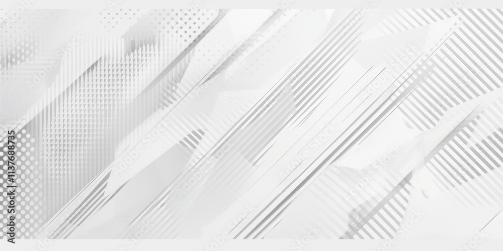 Naklejka premium Abstract white background with a hexagonal shape and a shadow effect for a technology concept. White paper, 3D rendering illustration. Modern website banner logo, diagonal lines for copy space