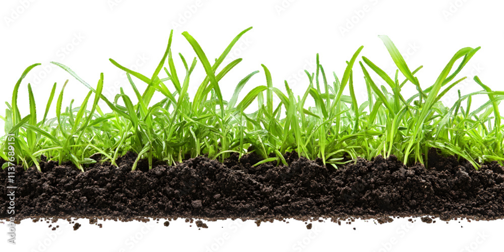 Green grass with dirt isolated on white background and texture
Green grass with dirt isolated on white background and texture