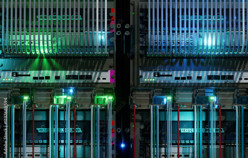 Server Room Network Infrastructure, data center, server rack, network cables