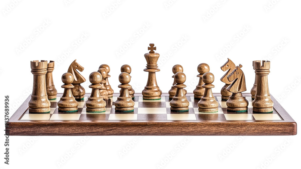 A Classic Chessboard with Arranged Chess Pieces Perfect for Strategy Game Illustrations and Educational Uses. A Classic Chessboard with Arranged Chess Pieces Perfect for Strategy Game Illustrations and Educational Uses.