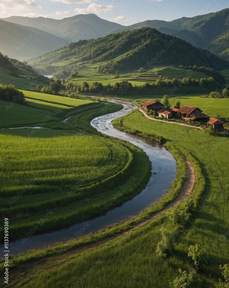 Obraz premium Landscape with fields