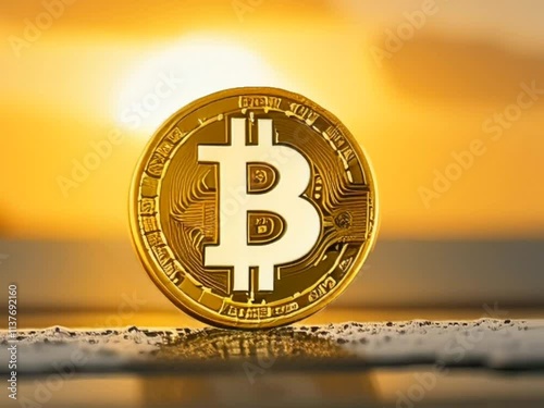 Crypto currency Gold Bitcoin, BTC, Bit Coins. Block chain technology, bitcoin mining concept. Crypto, new money, wealth, close-up, expensive gift, new era, financial system crash, wealth, investment