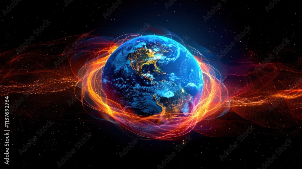 Fiery Embrace: Earth's Energetic Aura Fiery Embrace: Earth's Energetic Aura