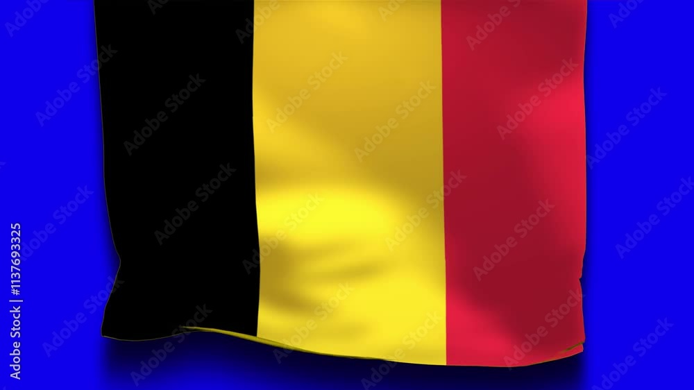 Belgium Flag on Unfolding Cloth, 3d Motion Animation Belgium Flag Insolated Blue Screen Belgium Flag on Unfolding Cloth, 3d Motion Animation Belgium Flag Insolated Blue Screen