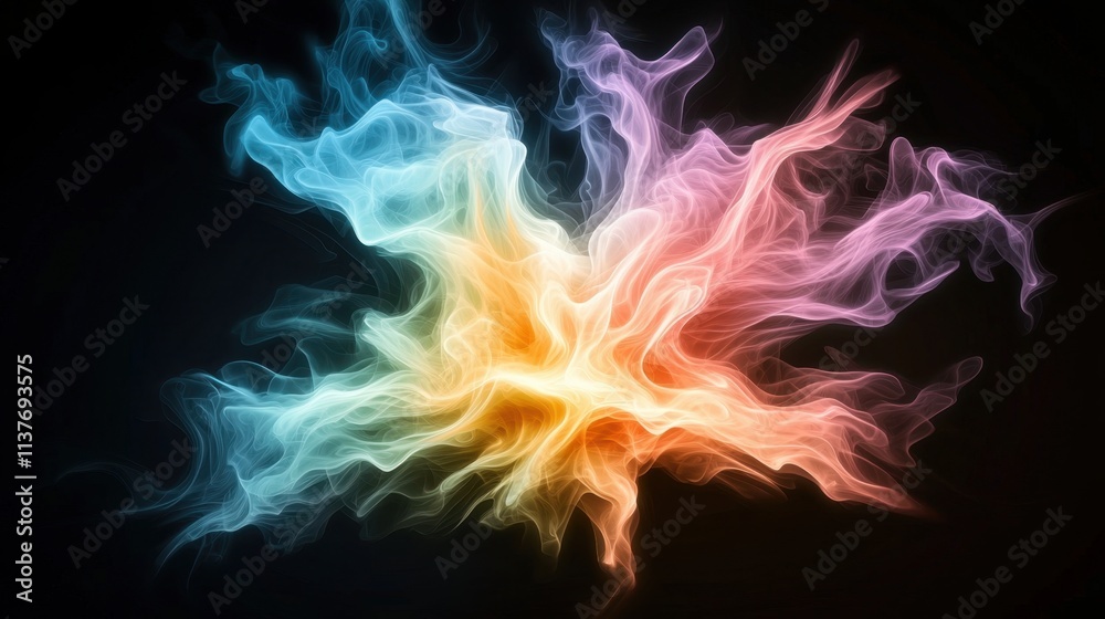 The intricate fractal patterns of swirling colors explode like fireworks across the stark black background, creating a mesmerizing and dynamic display of visual complexity. The intricate fractal patterns of swirling colors explode like fireworks across the stark black background, creating a mesmerizing and dynamic display of visual complexity.