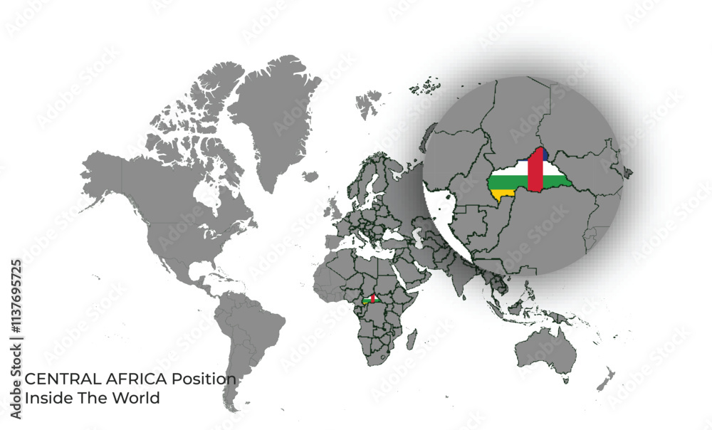 Obraz premium C.A.R Position Inside the World with Flag in Map