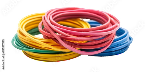 Colorful rubber bands isolated on white or transparent background



