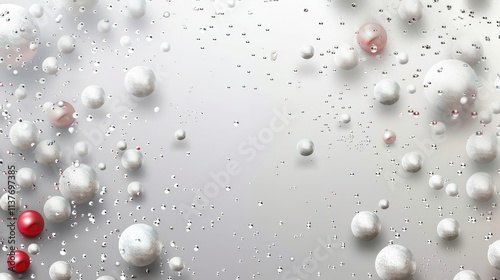 Festive Christmas Decor with White Snowflakes and Small Balls, Perfect as Decorative Background for Holiday Themed Websites