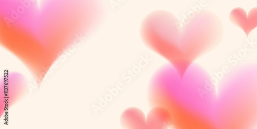 Abstract gradient backgrounds with hearts for Valentine's day, mother's day, wedding invitations. Minimalist love concept design