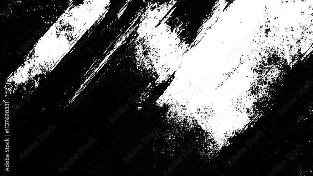 Fototapeta premium Grunge black and white urban vector texture. design brush strokes. Overlay texture. Faded black-white dyed paper texture. Sketch grunge design. Use for poster, cover, banner, mock-up, stickers layout.