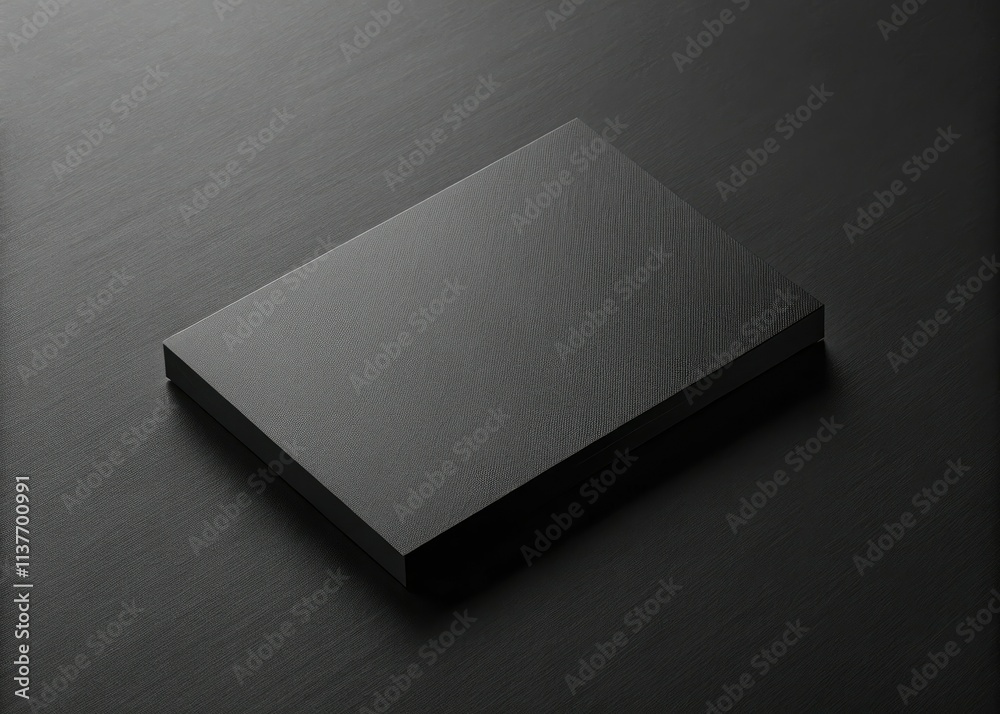 Modern black business card template: 3D rendered, blank, horizontal, ideal for showcasing corporate identity.
