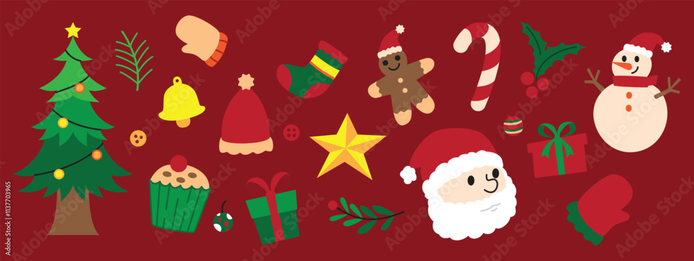 christmas vector hand drawn illustration assets with no stroke. flat style and isolated design. holiday vibes xmast and happy new year christmas vector hand drawn illustration assets with no stroke. flat style and isolated design. holiday vibes xmast and happy new year
