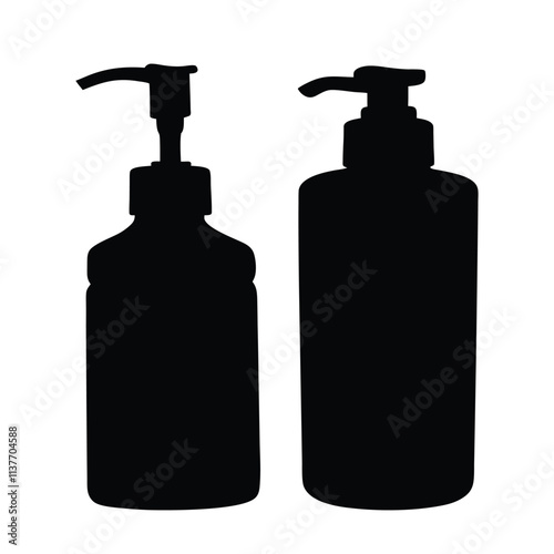 Hand sanitizer silhouette illustration isolated on a white background