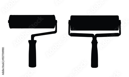 Paint roller silhouette illustration isolated on a white background