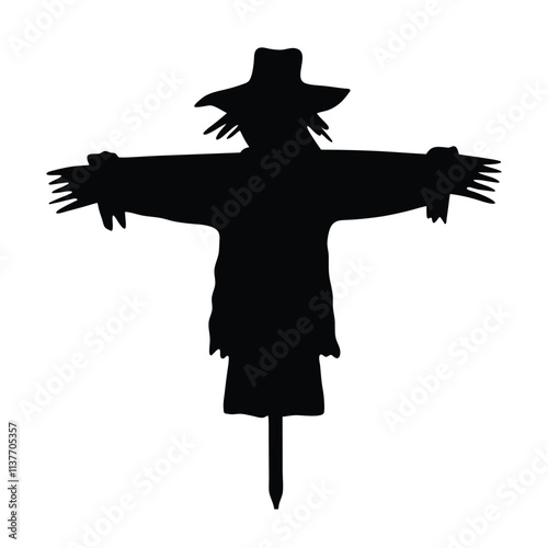 Scarecrow silhouette illustration isolated on a white background