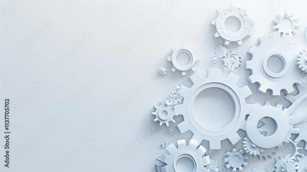 Abstract techno gear background with geometric colorful gear wheels. Space for gear text. Vector gears modern mechanism industrial . Technology gears