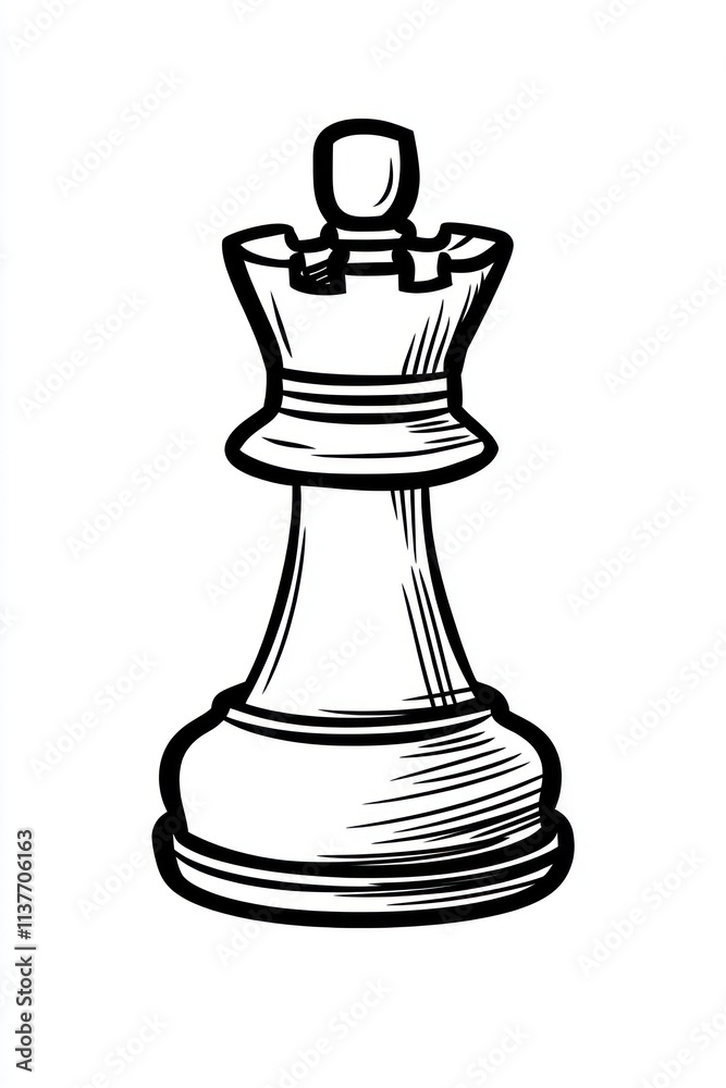 Hand-drawn illustration of a chess queen piece. Hand-drawn illustration of a chess queen piece.