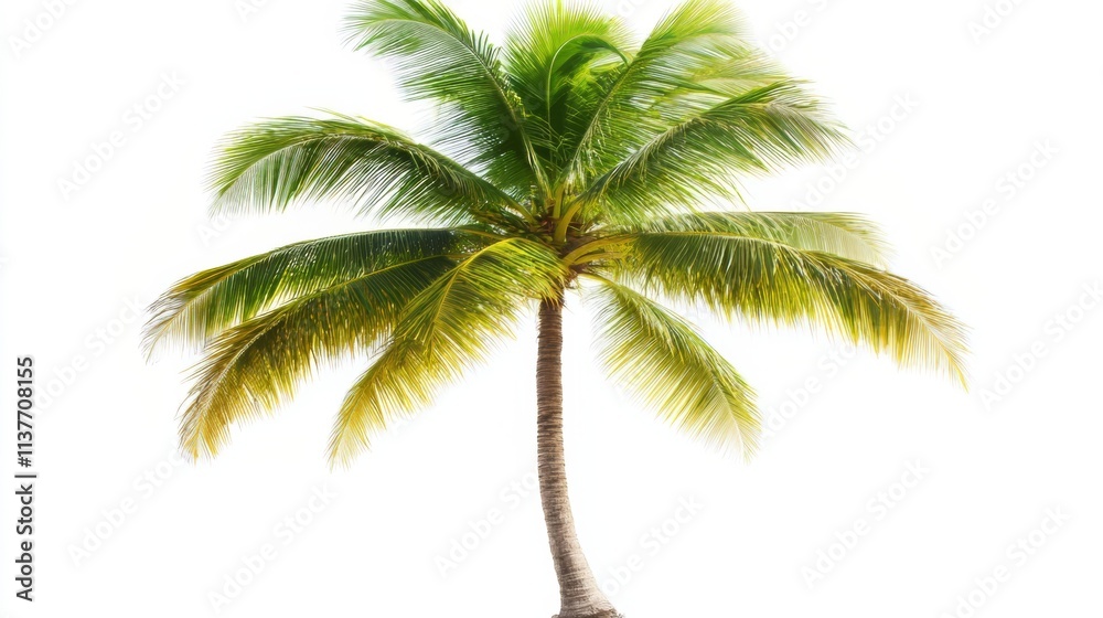 Fototapeta premium Majestic Coconut Palm Tree against a Pristine White Background