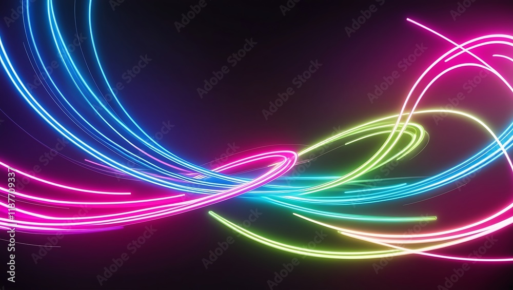 Naklejka premium Abstract colorful light trails background. Generative Ai.