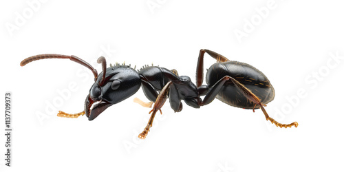 Camponotus vagus, large, black, West Palaearctic carpenter ant isolated on white or transparent background


