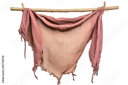 Cloth torn hanging isolated on white or transparent background


