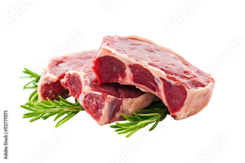 Fresh raw young lamb meat placed on white or transparent background



