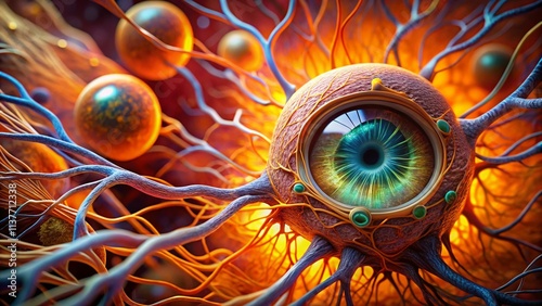 Tilt-Shift Microphotography: Unveiling the Retina's Layers - Rods, Cones, Fovea, Macula, Optic Nerve photo