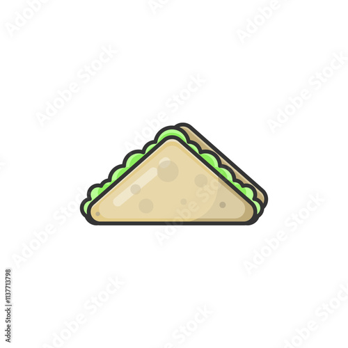 Colorful Illustration of a Sandwich with Lettuce on White Background