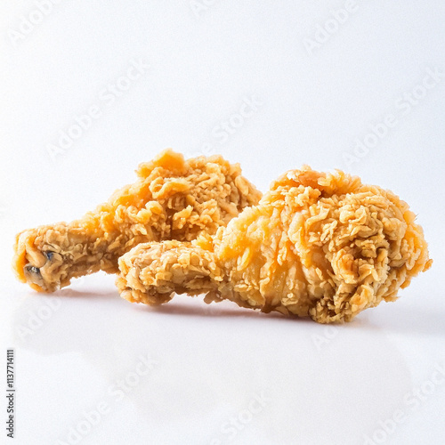 Crispy Fried Chicken Leg, fast food, restaurant food, junk food on white background photo