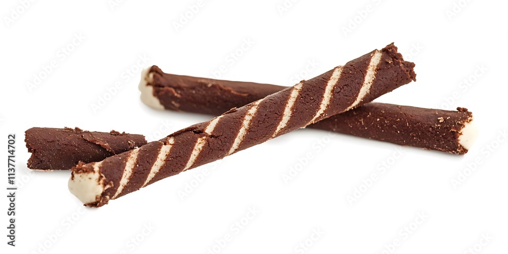 Wafer cookie stick with cocoa cracked isolated on white, clipping
Wafer cookie stick with cocoa cracked isolated on white, clipping