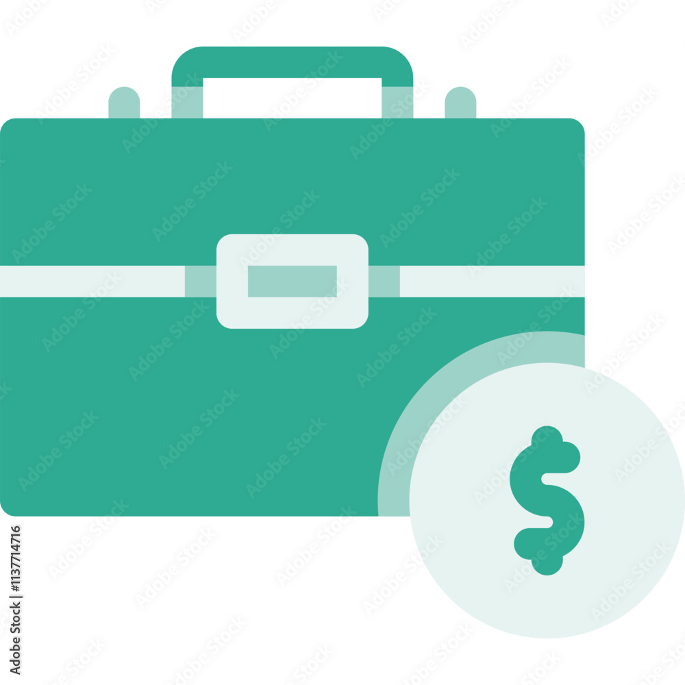 Simple vector icon briefcase, money Simple vector icon briefcase, money