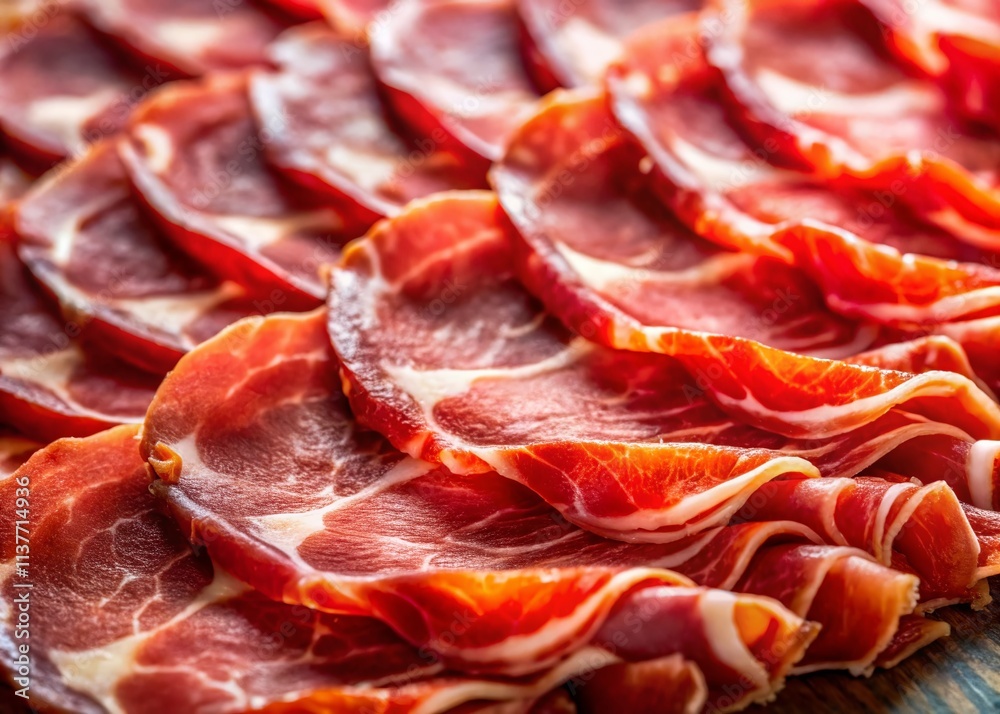Minimalist Italian Sliced Meat Photography: Gourmet Charcuterie, Thinly Sliced Delicacies