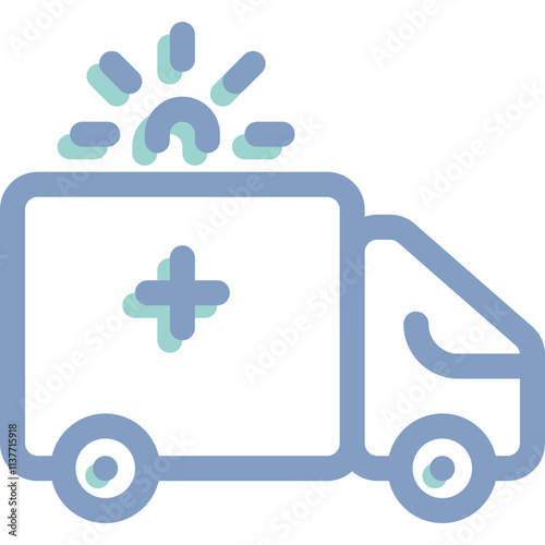 Simple vector icon ambulance, car