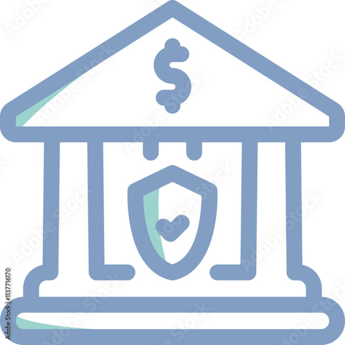Simple vector icon bank building, insurance