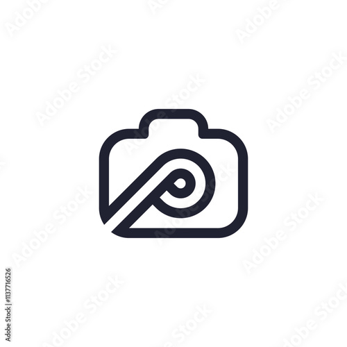 initial letter P camera photography logo design inspiration