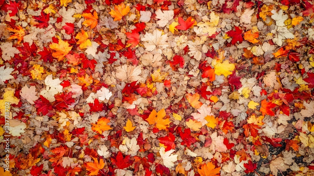 A photo of a serene autumn forest with leaves in shades of red, orange, and yellow carpeting the ground. A photo of a serene autumn forest with leaves in shades of red, orange, and yellow carpeting the ground.