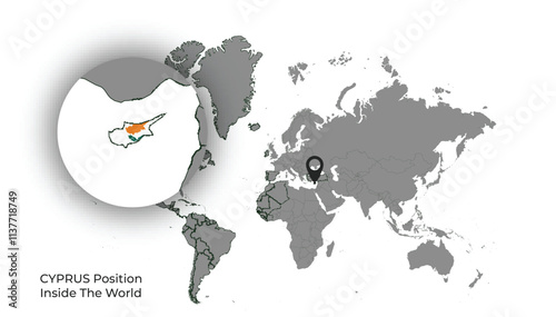 Foto CYPRUS Position Inside the World with Flag in Map