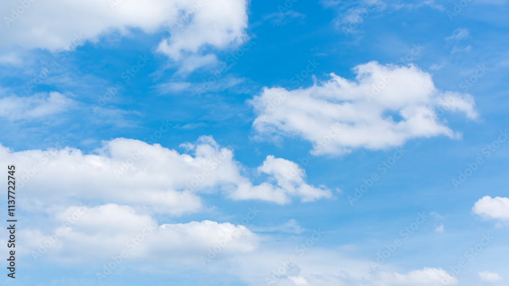 White clouds and blue sky background