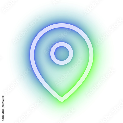 Location pin icon png, neon glow design, transparent background