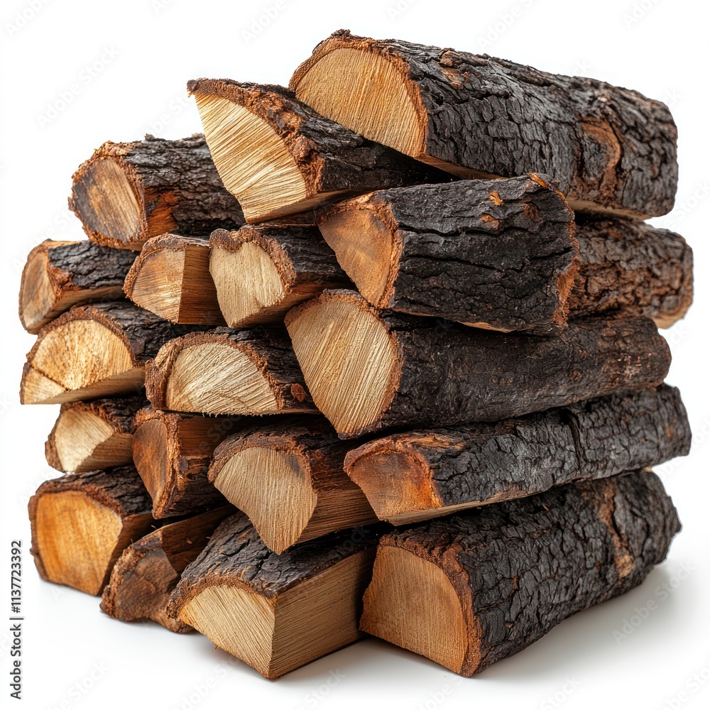Fototapeta premium Stack of firewood logs isolated on white background. (2)