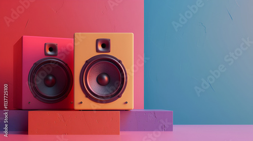 Simple and minimal color background with soundbox