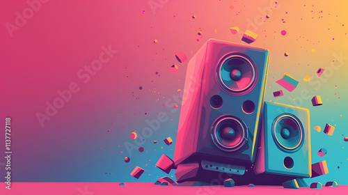 Simple and minimal color background with soundbox photo