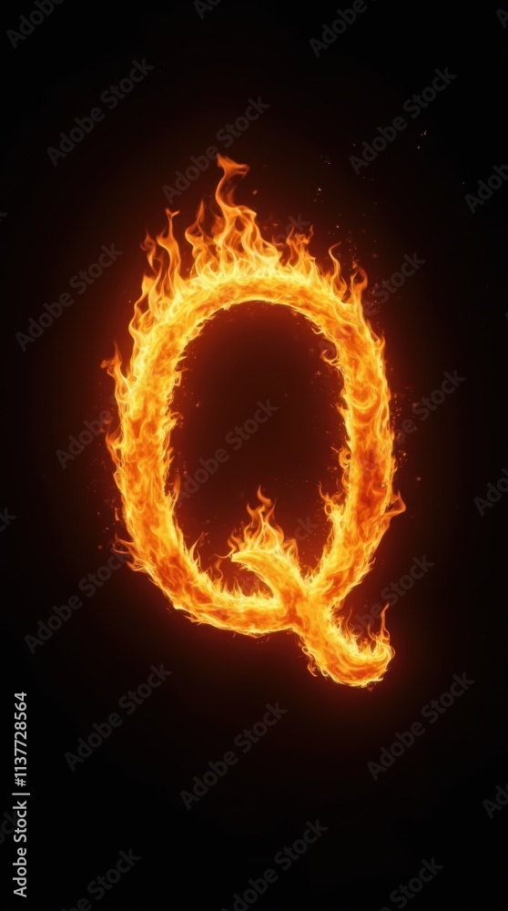 Fototapeta premium Blazing Letter Q in Flames